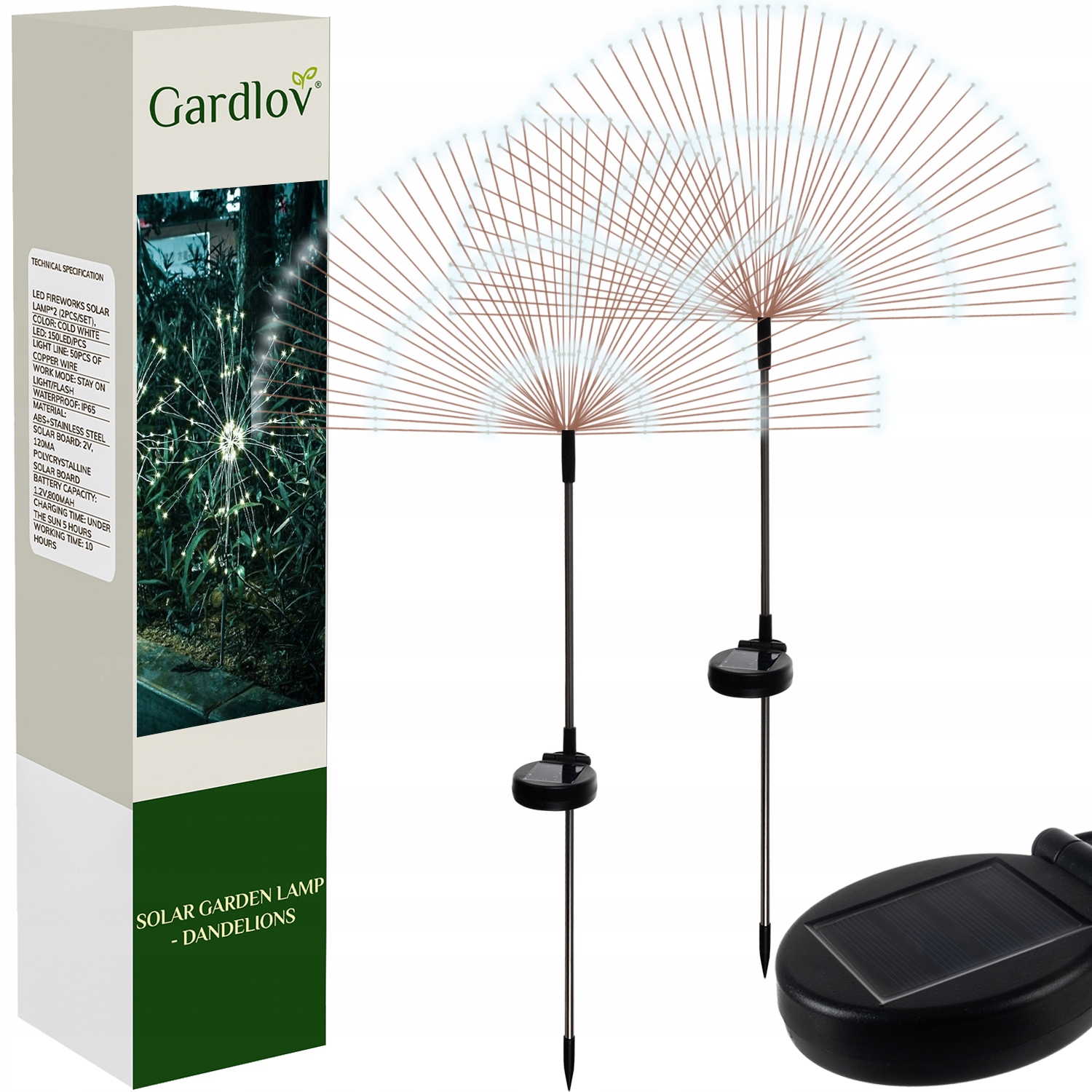 Gardlov vstavaná solárna lampa, čierna, 89 cm, 2 ks.